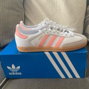 Adidas Kids Samba White and Pink Sneakers